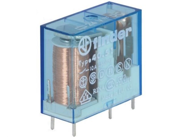 Ρελέ mini Finder pin 5mm 4051 24V DC 10A 1 επαφής 1405190240