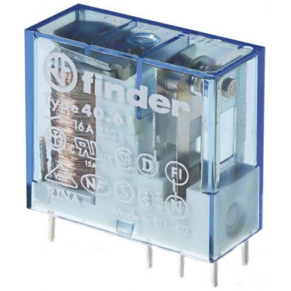 Ρελέ mini Finder pin 5mm 4061 24VDC 16A 1 επαφή