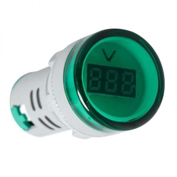 Λυχνία LED Φ22 με Βολτόμετρο 20-500V πράσινη AD16-22DS-GR TAIFA