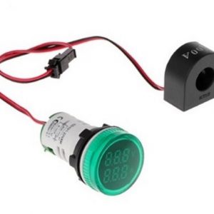 Λυχνία LED Φ22 με Βολτόμετρο Αμπερόμετρο  πράσινο AD22-22DVA-GR TAIFA
