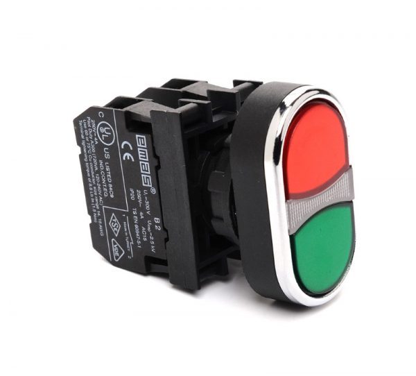 Μπουτόν διπλό Φ22 START/STOP NO+NC 4A B102K20KY EMAS
