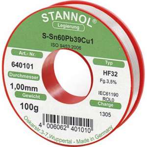 Κόλληση 60/39 1mm HF32 100gr STANNOL 640101