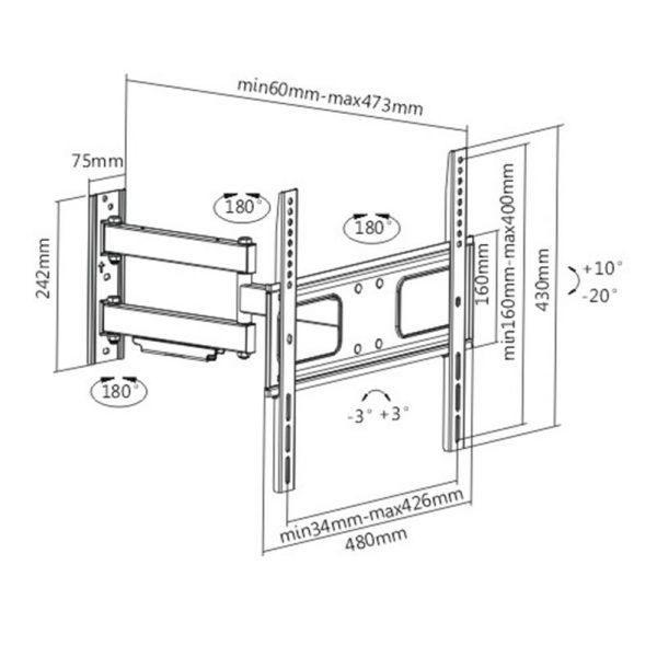 Βάση τηλεόρασης LED LPA36-443 32-55" 50Kg Brateck - Image 2