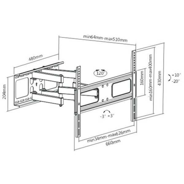 Βάση τηλεόρασης LED LPA36-466 37-70" 50Kg BRATECK - Image 2