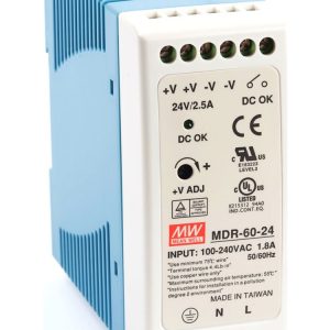 Τροφοδοτικό ράγας 24V DC 2.5A MDR60-24 Mini MEAN WELL