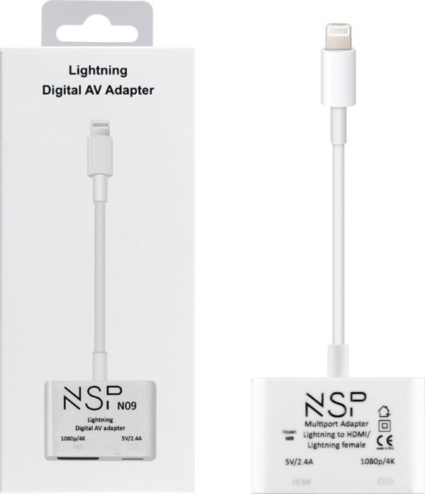 NSP N09 CABLE LIGHTNING TO DIGITAL AV ADAPTER HDMI/LIGHTNING FEMALE 2.4A HD 1080P/4K