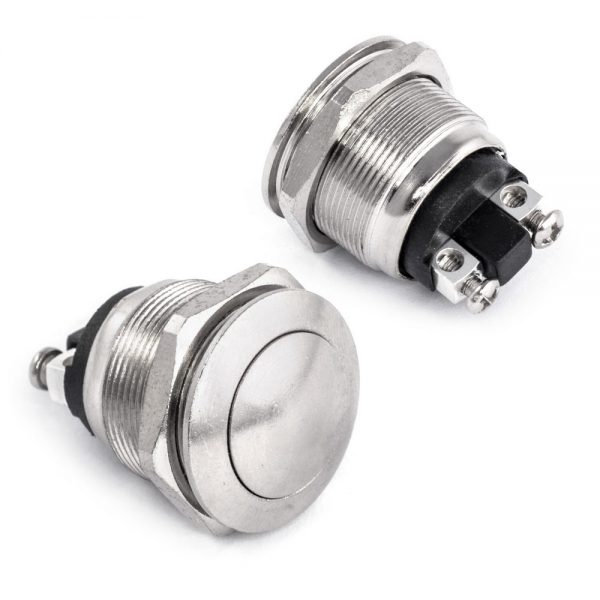 Μπουτόν push ON 2A 250V μεταλλικό Φ19 PBS-28B-3 BLOW
