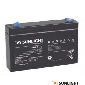 Μπαταρία 6V 7Ah μολύβδου επαναφορτιζόμενη SPA 6-7 SUNLIGHT