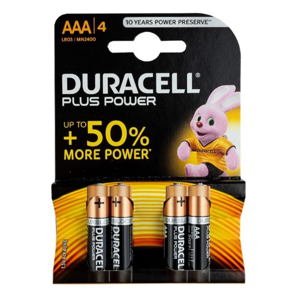 Μπαταρία αλκαλική LR03 AAA Power Plus DURACELL Blister 4 τεμαχίων